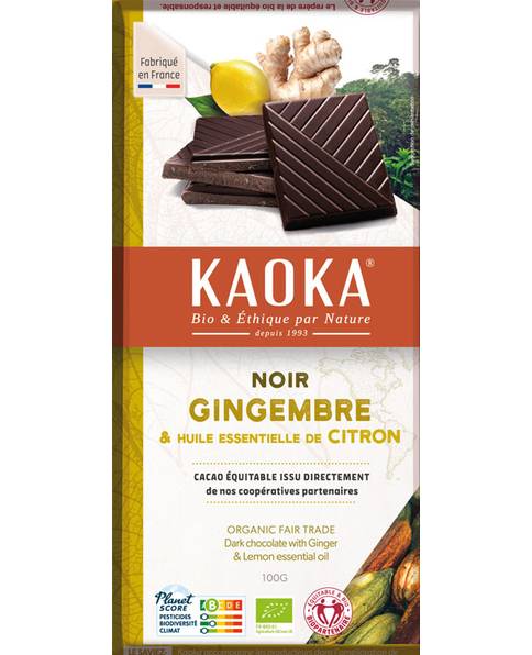 Tablette Dégustation Noir Gingembre et Citron 100g