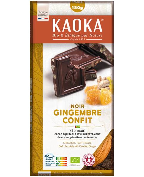 Tablette Gourmande Noir Gingembre Confit 180g