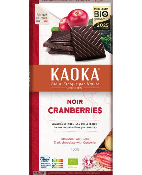 Tablette Dégustation Noir Cranberries 100g