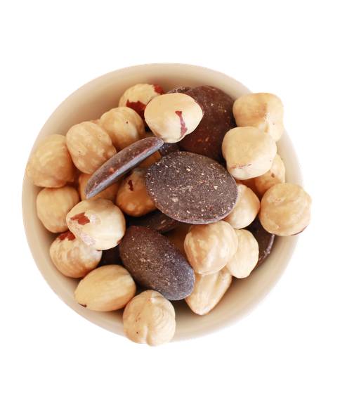 Mélange noisettes et chocolat