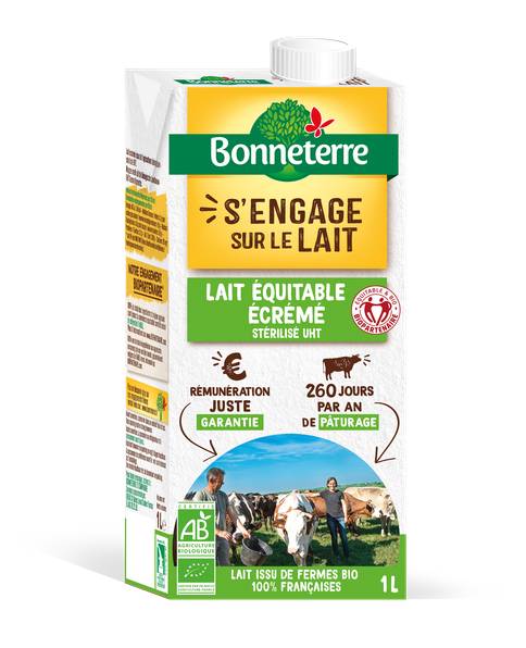 Lait équitable écrémé stérilisé uht 1l